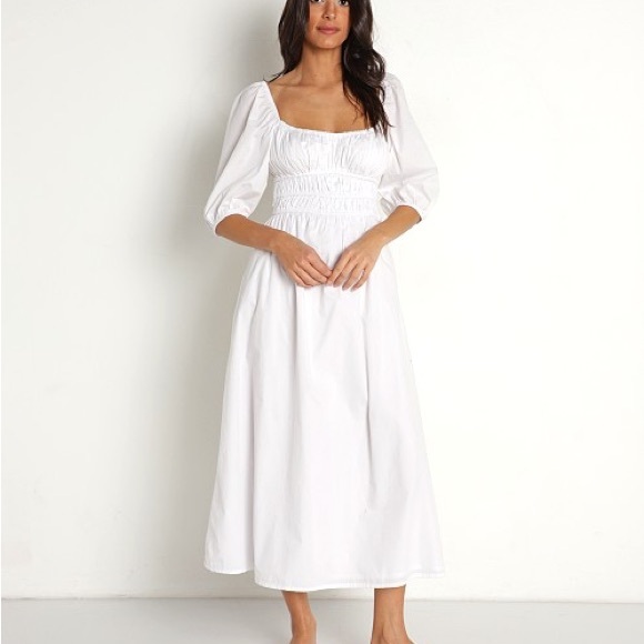 Faithfull the Brand Harmonita Midi Dress White Poplin, size XS - Picture 2 of 6